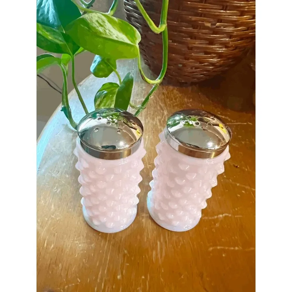 Crown Tuscan GiGi Hobnail Mosser Glass Salt and Pepper Shakers Made in USA